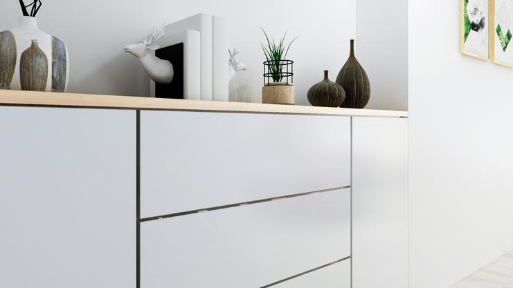 Graue Kommode planen Graue Kommode im Hausflur