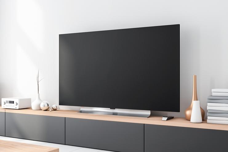 Sideboard schwarz mit Holzumrandung